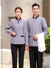 保潔服女式三?？勰惺揭涣？?灰色