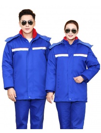 39、D007 艷藍 中石化線卡防靜電羽絨服2色 外皮雙層