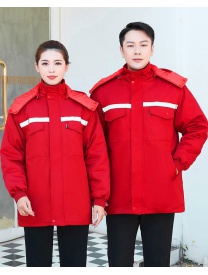 30、D013 大紅 滌棉紗卡 可拆卸反光棉衣